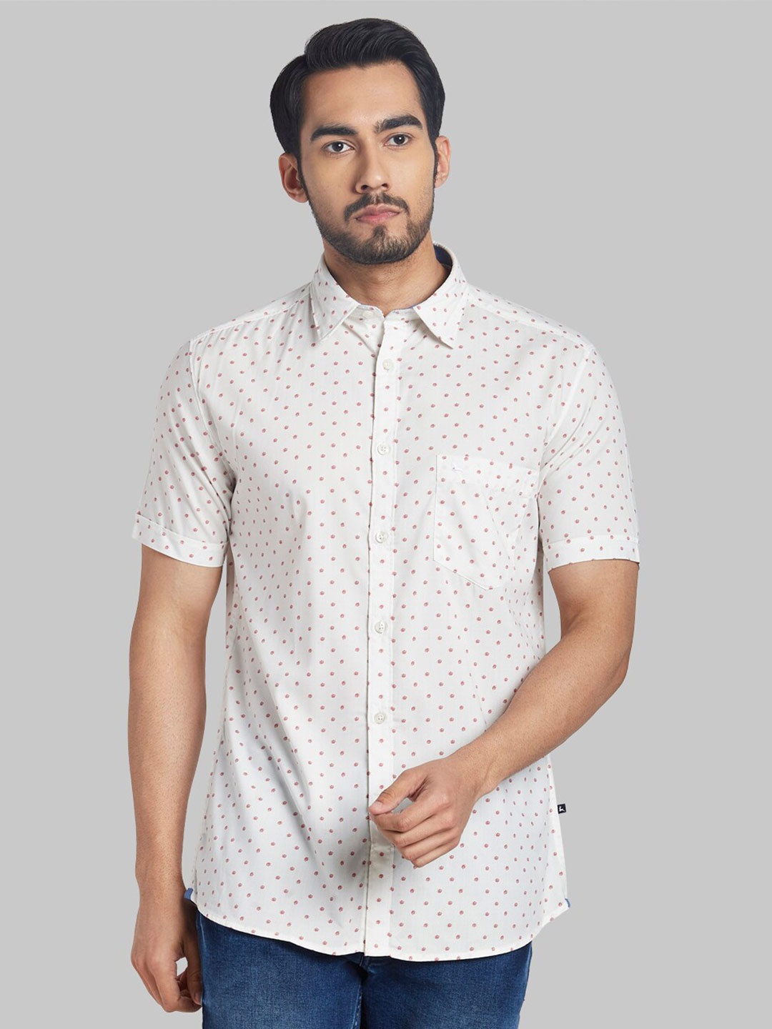 

Parx Men Red Slim Fit Printed Casual Shirt