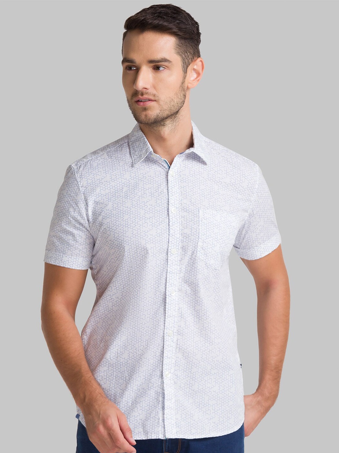 

Parx Men Blue Printed Slim Fit Cotton Casual Shirt