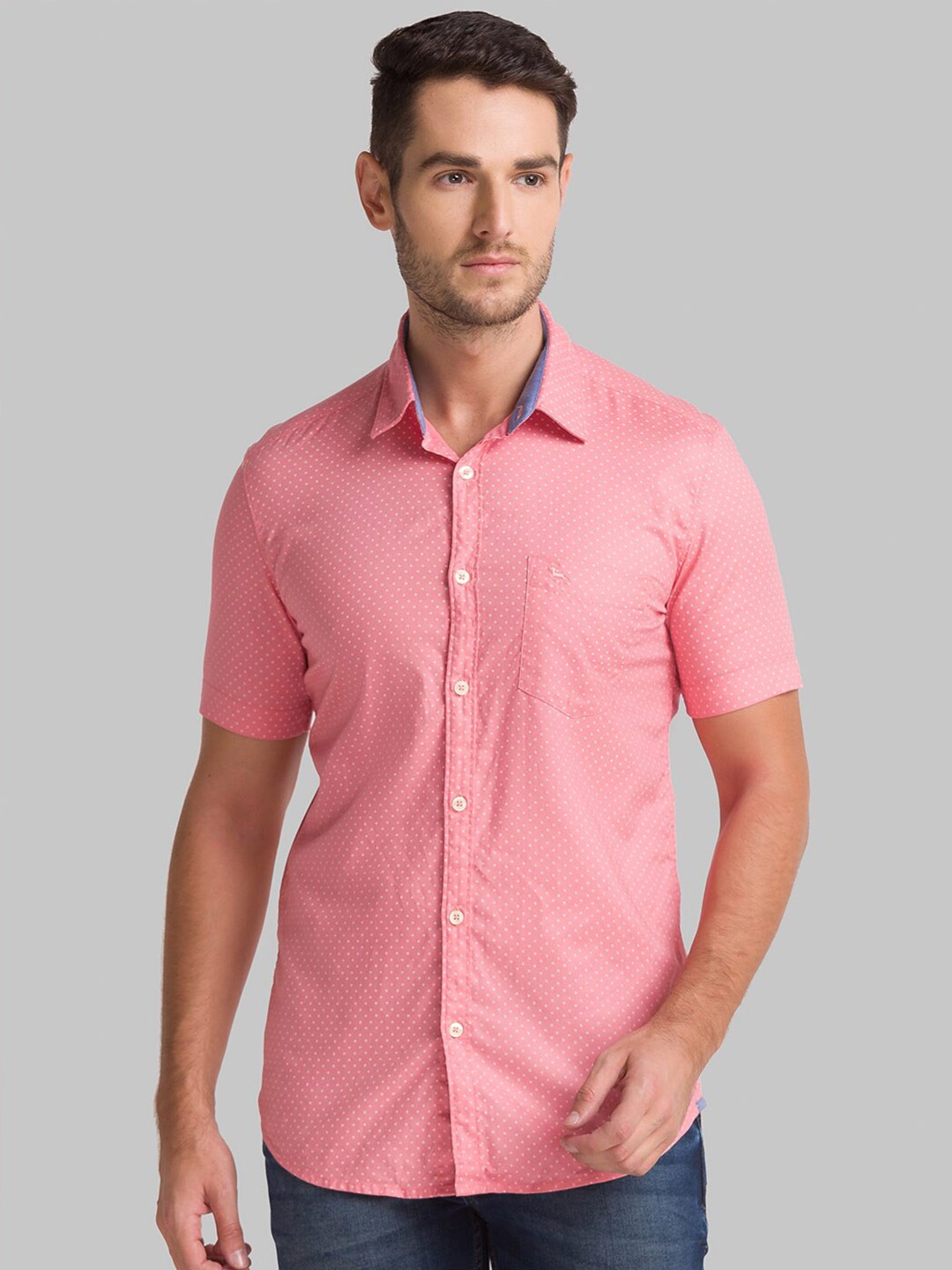 

Parx Men Red Slim Fit Printed Casual Shirt