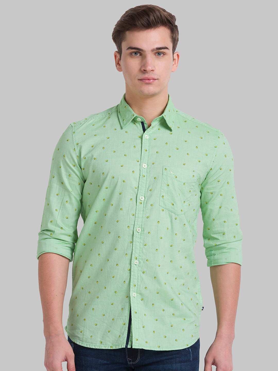 

Parx Men Green Slim Fit Printed Casual Shirt