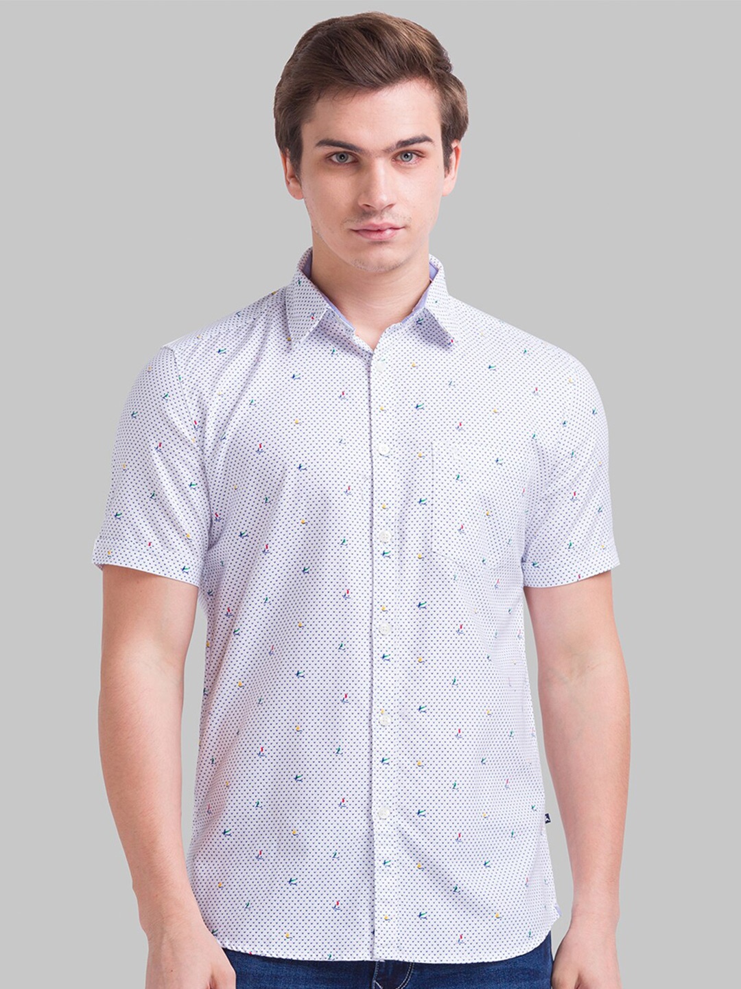 

Parx Men White Slim Fit Printed Casual Shirt