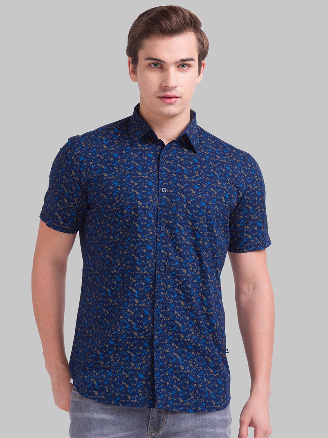 

Parx Men Blue Slim Fit Printed Casual Shirt