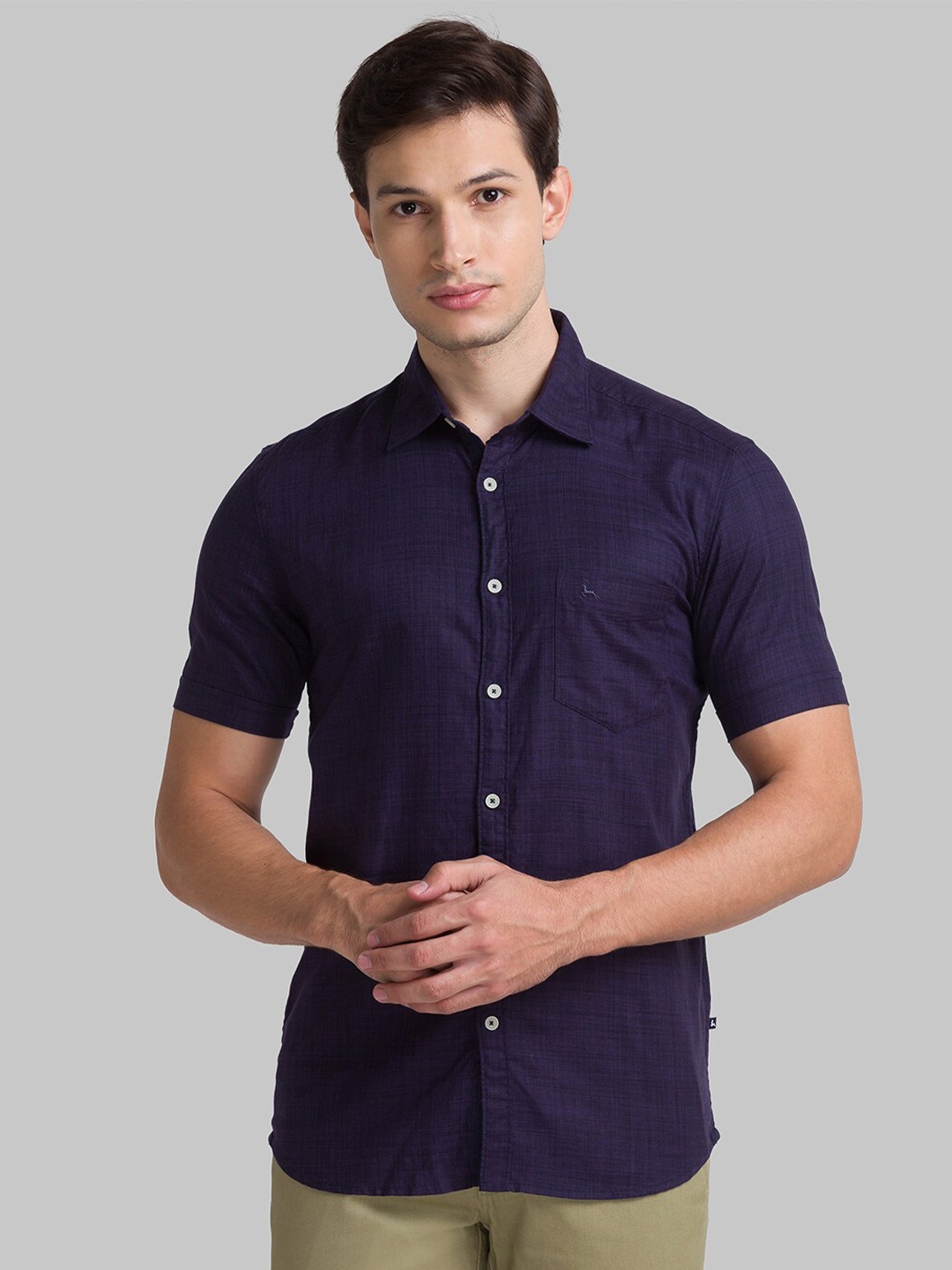 

Parx Men Navy Blue Slim Fit Printed Cotton Casual Shirt