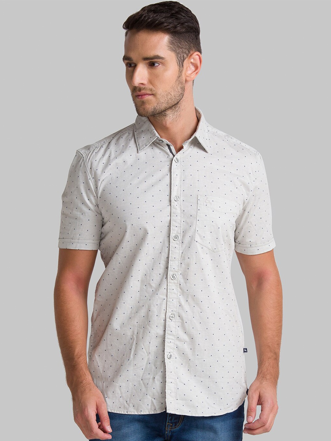 

Parx Men Grey Slim Fit Printed Casual Shirt