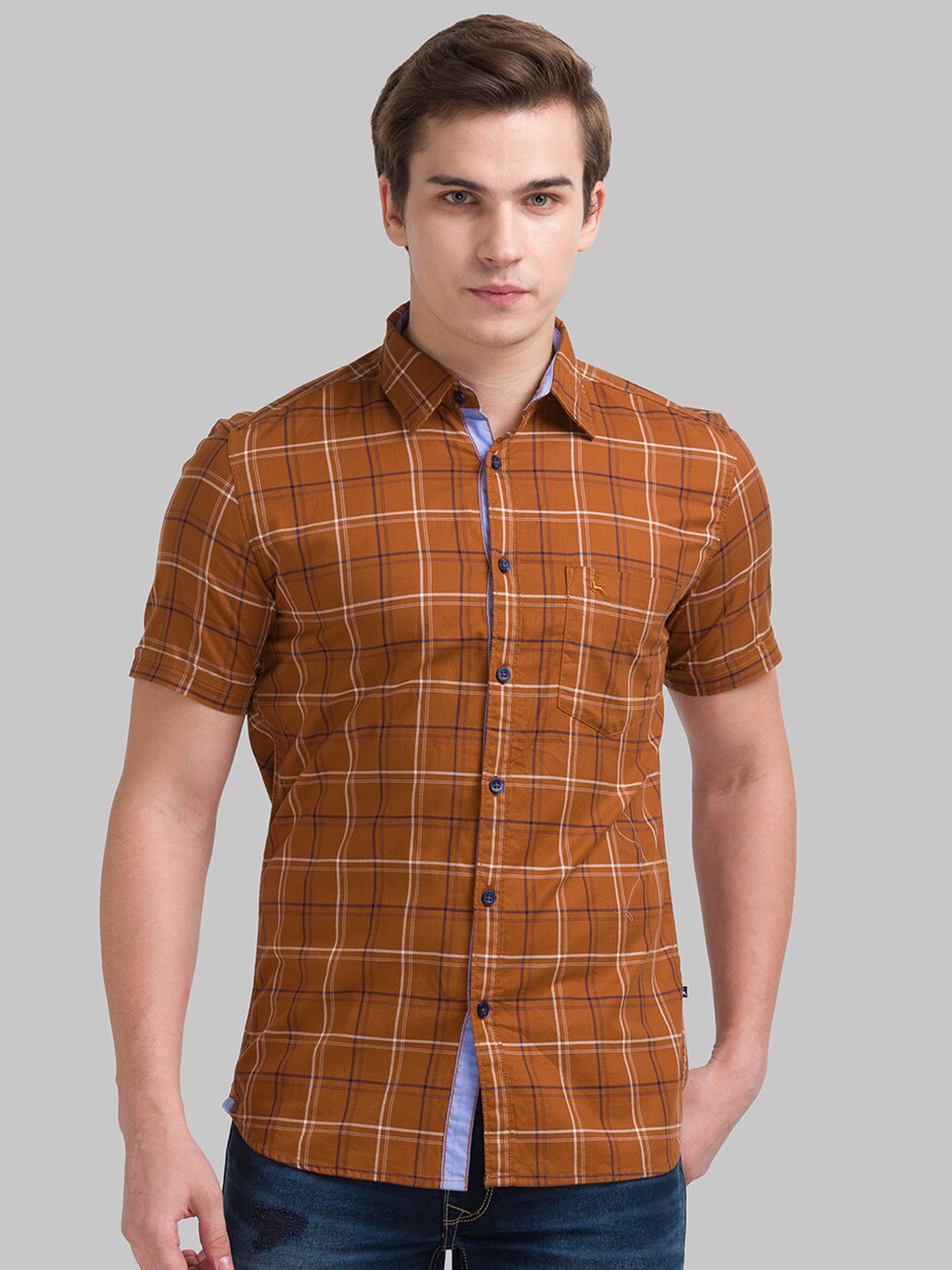 

Parx Men Brown Slim Fit Checked Casual Shirt