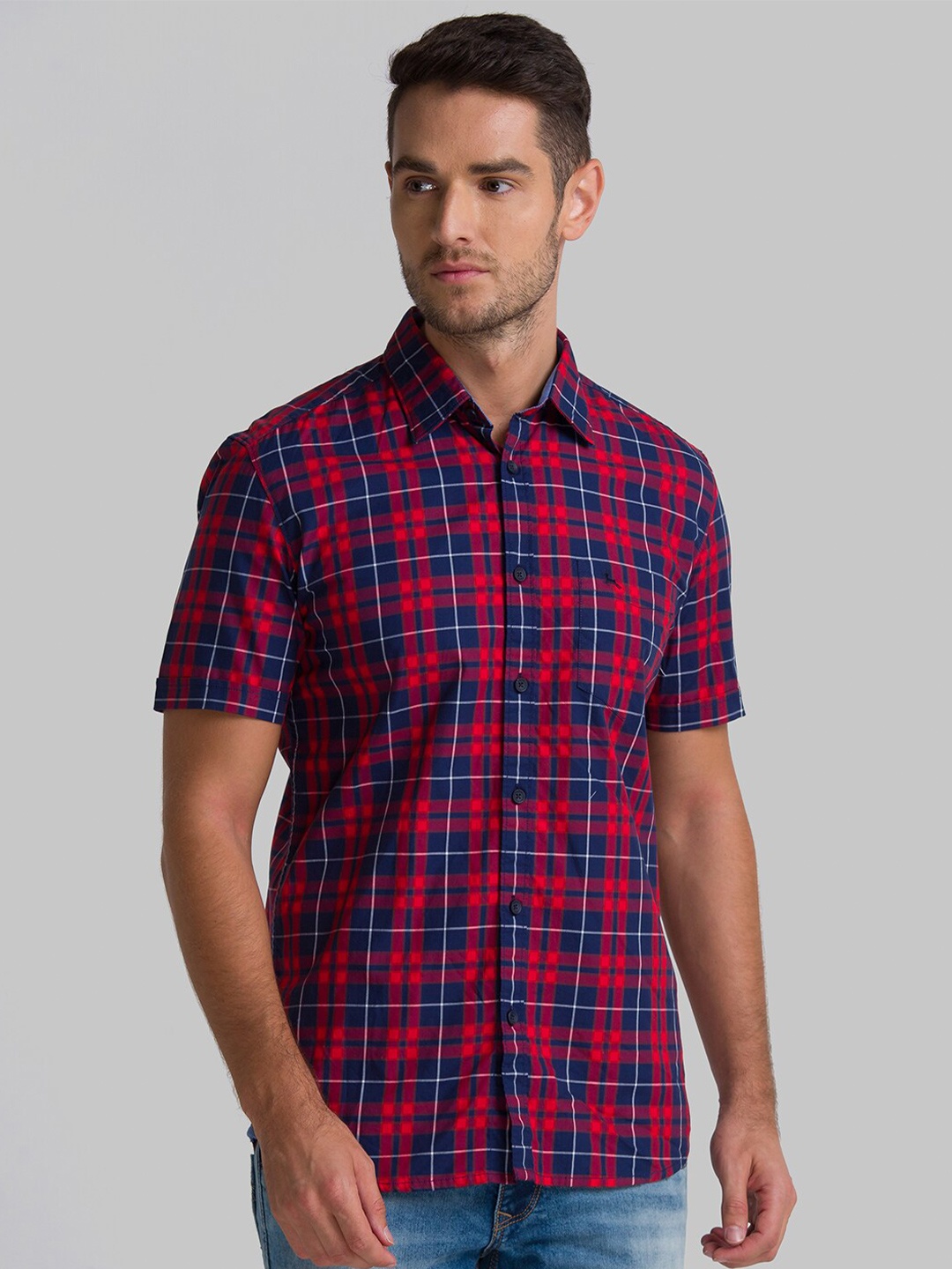 

Parx Men Red Slim Fit Checked Casual Shirt