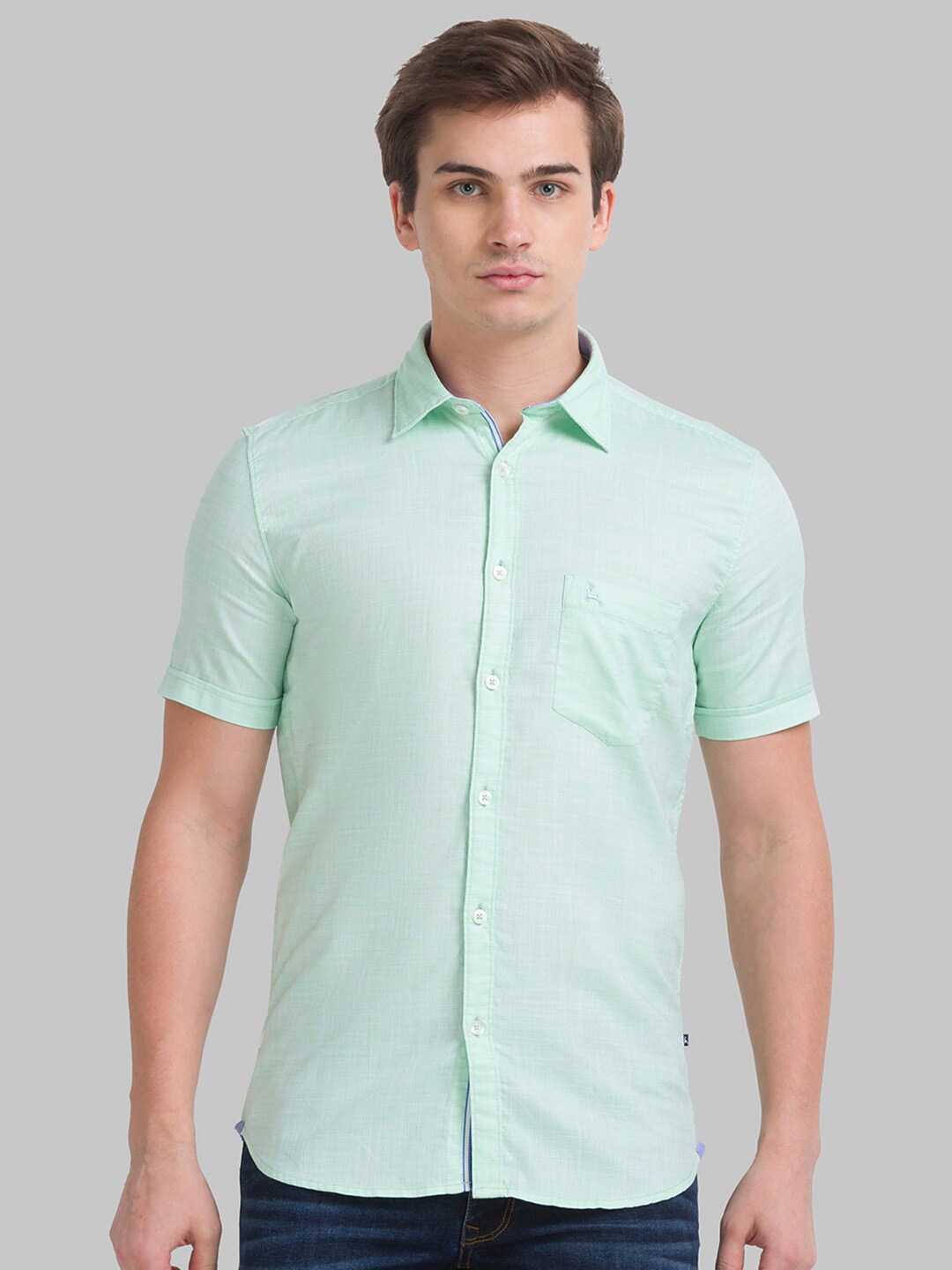 

Parx Men Green Slim Fit Cotton Casual Shirt