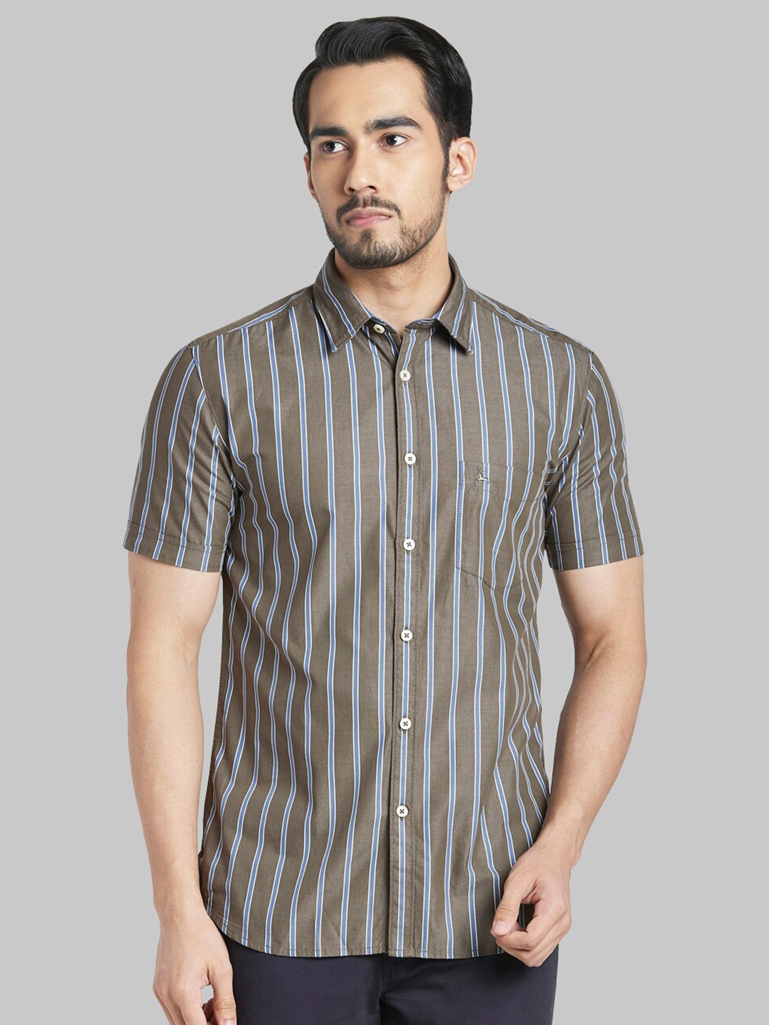 

Parx Men Brown Slim Fit Striped Casual Shirt