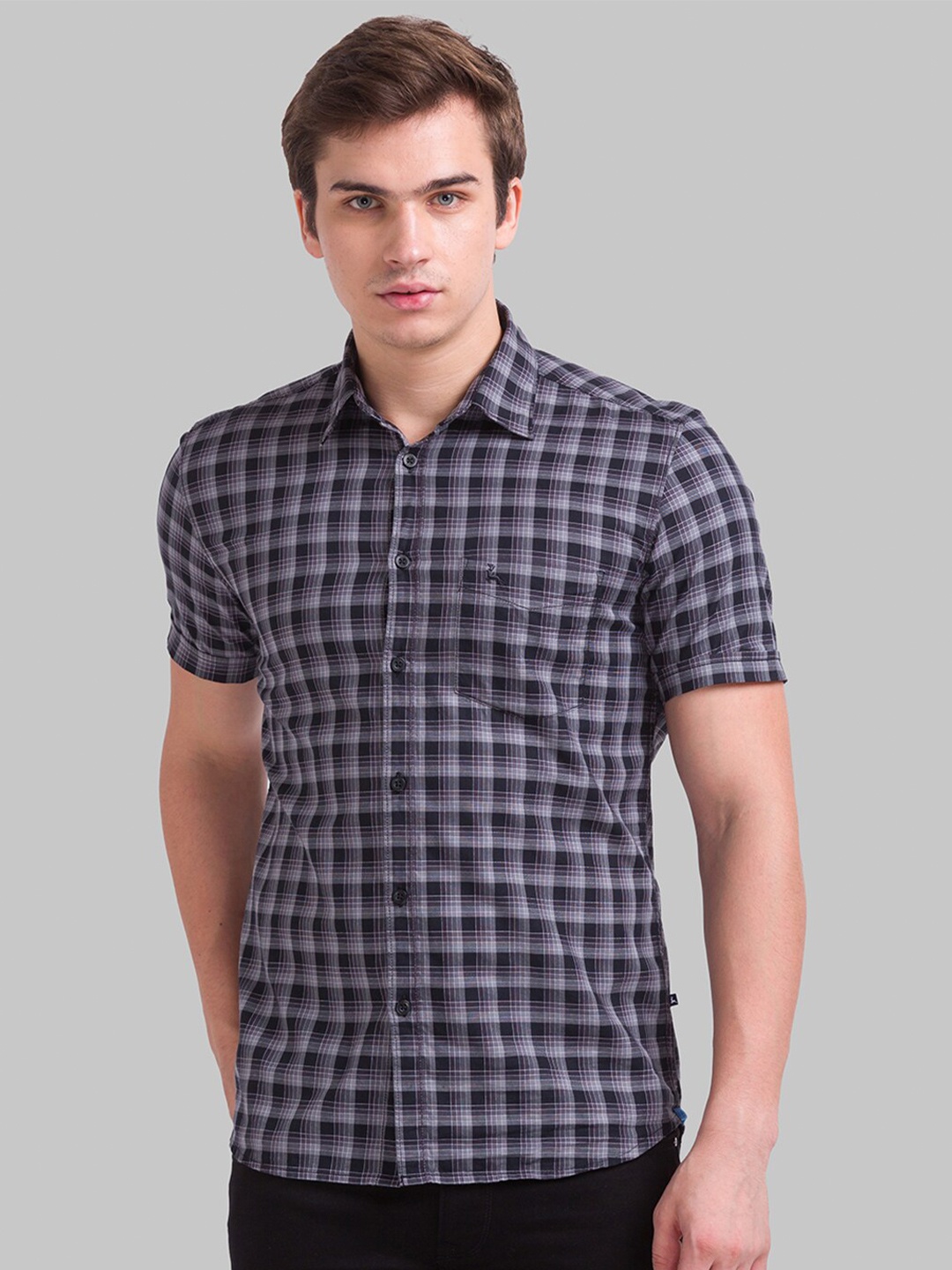 

Parx Men Blue Slim Fit Checked Casual Shirt