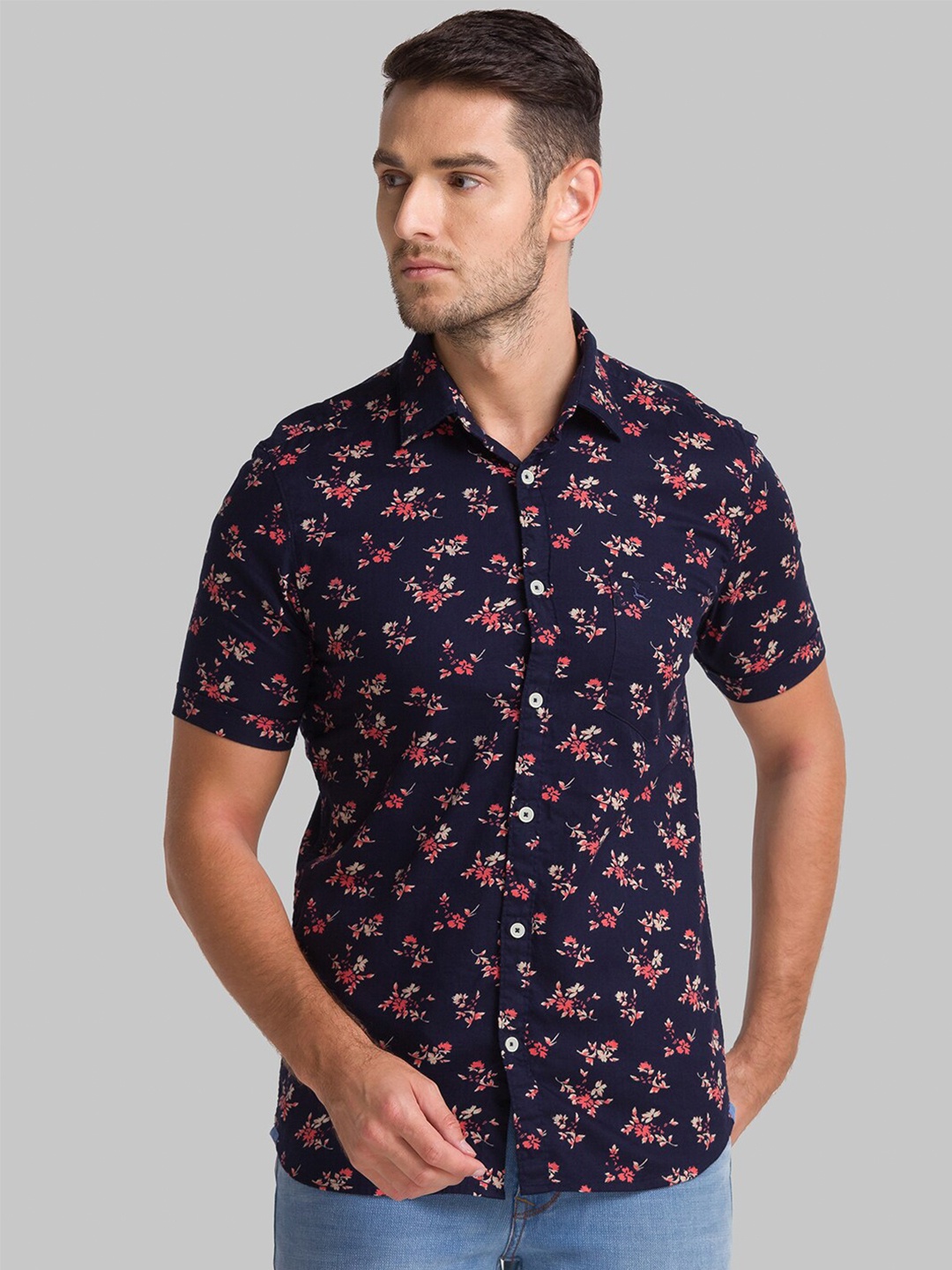 

Parx Men Blue Slim Fit Floral Printed Casual Shirt