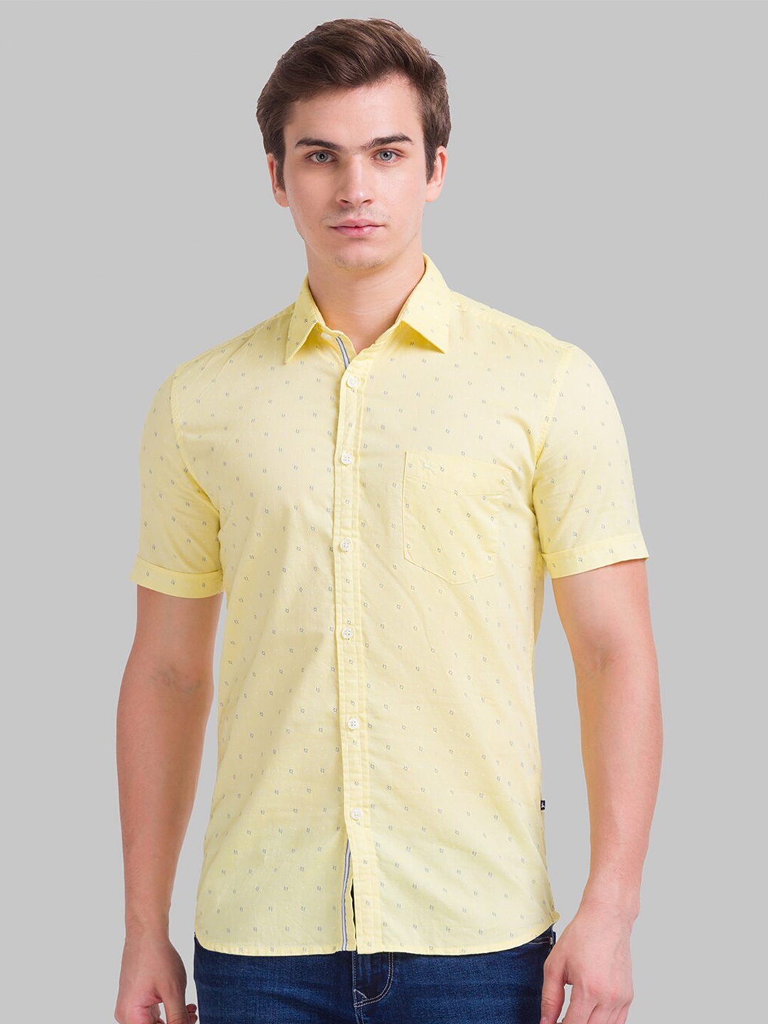 

Parx Men Yellow Slim Fit Printed Casual Shirt