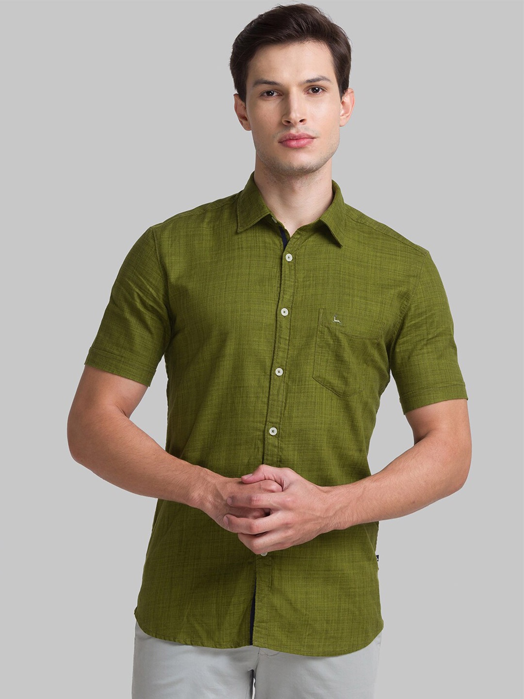 

Parx Men Green Slim Fit Cotton Casual Shirt
