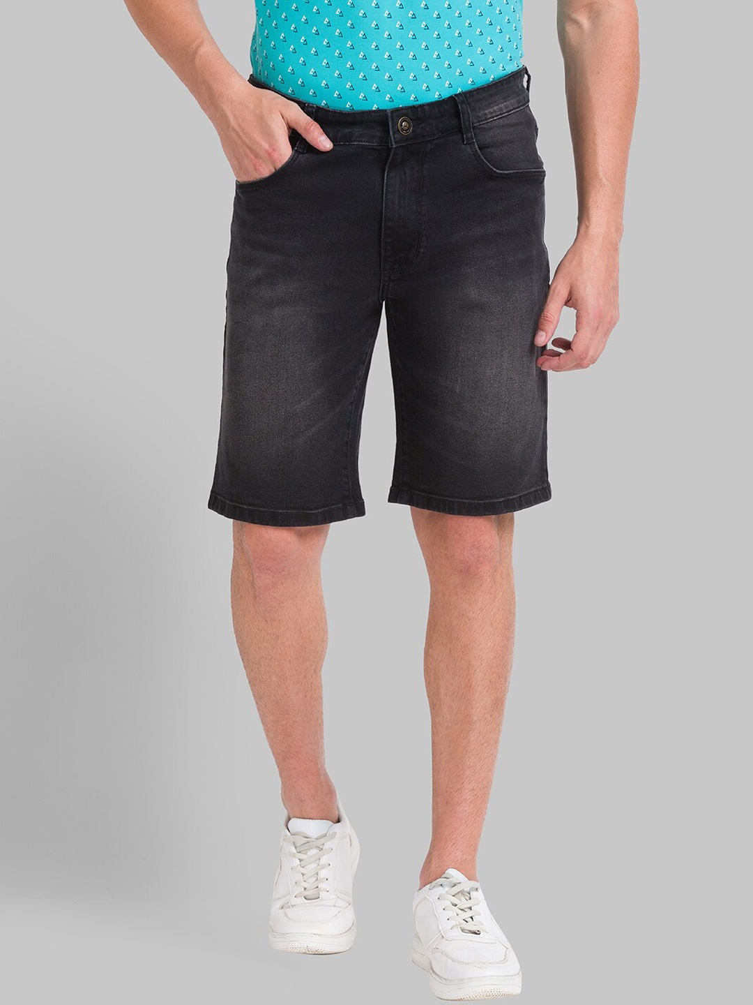 

Parx Men Black Washed Denim Shorts