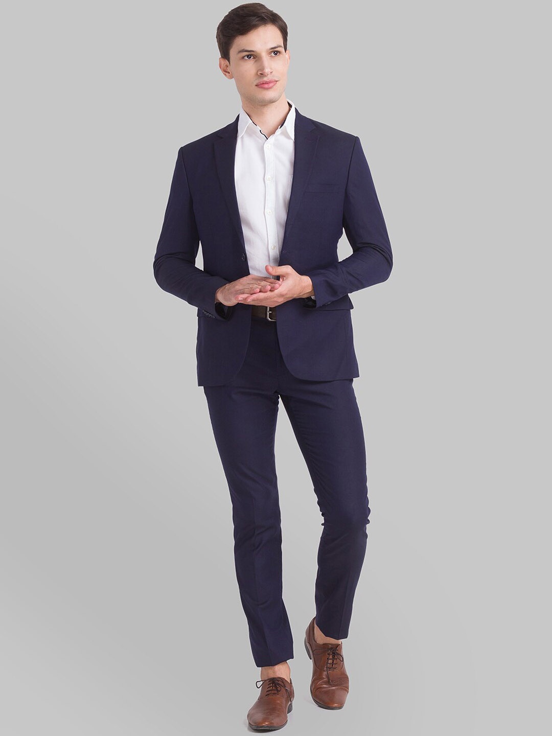 

Parx Men Blue Solid Single-Breasted Two-Piece Formal Suit