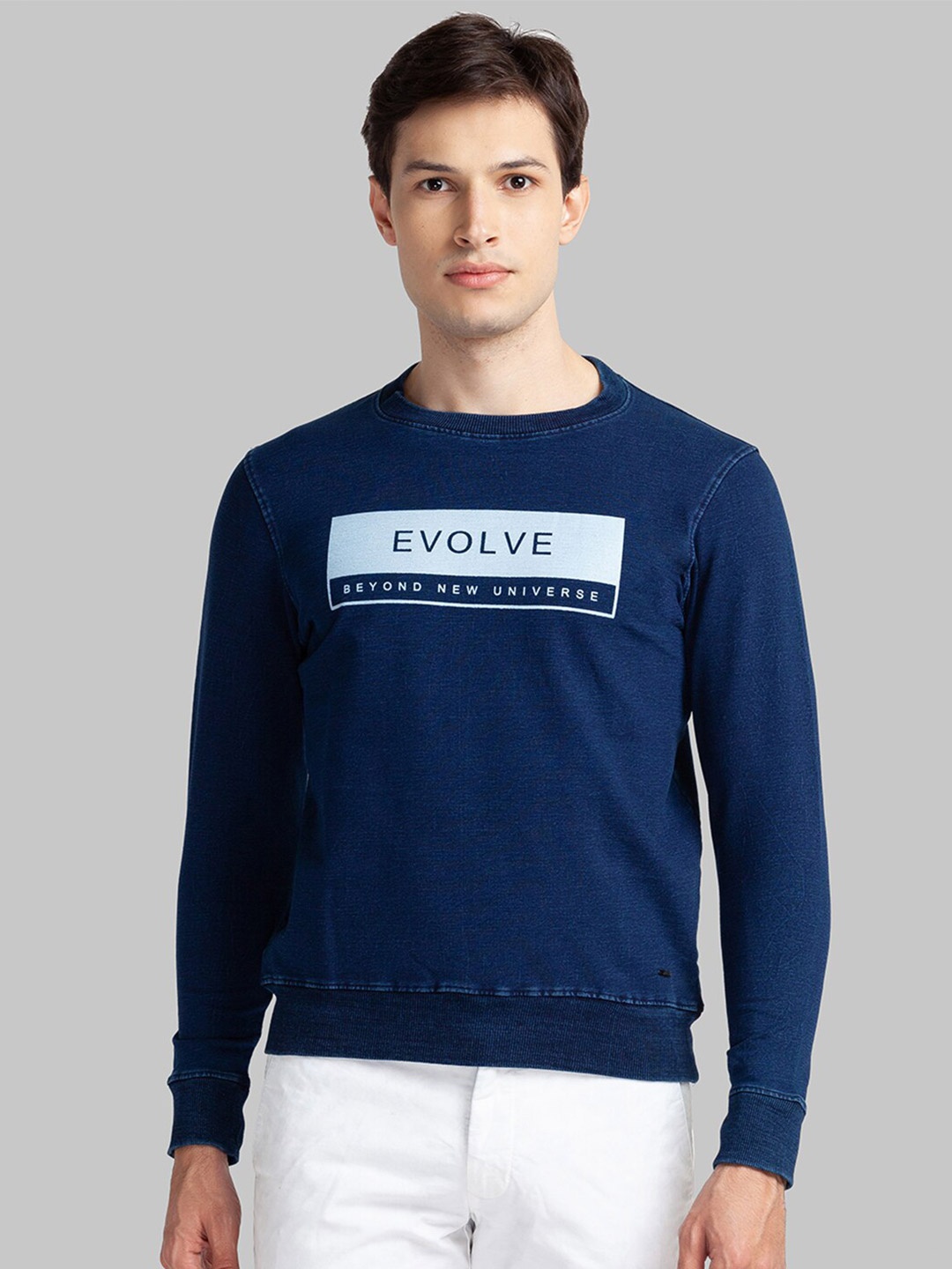 

Parx Men Blue Printed Cotton Sweatshirt