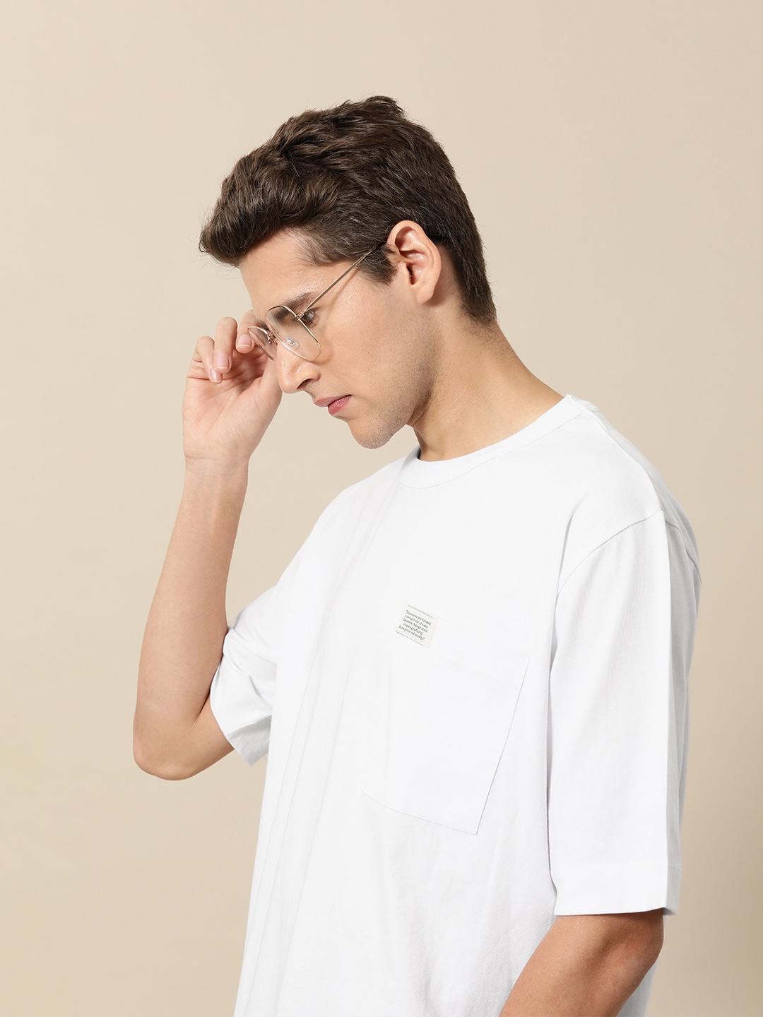 

Mr Bowerbird Men White Pure Cotton Round Neck Oversized T-shirt