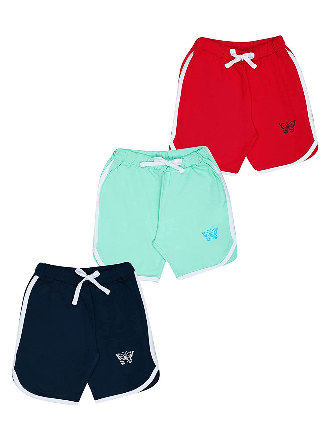 

KYDA KIDS Girls Pack of 3 Navy Blue Pure Cotton Shorts