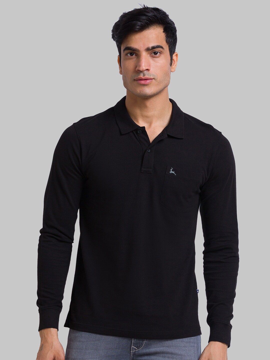 

Parx Men Black Solid Polo Collar T-shirt