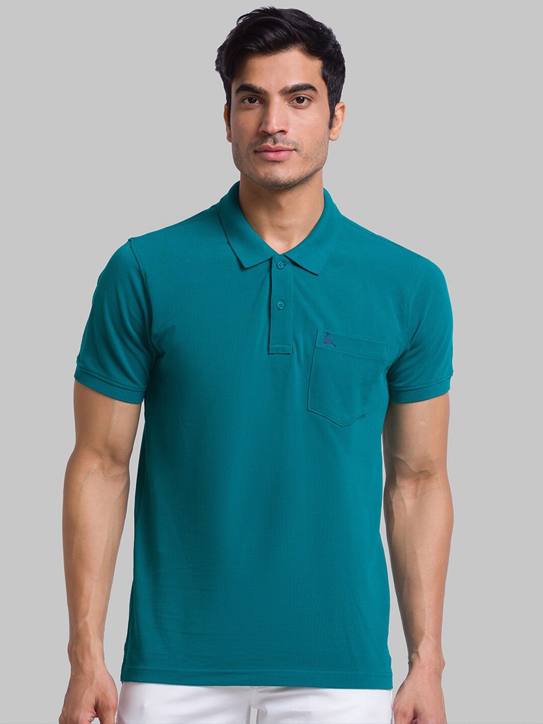 

Parx Men Green Polo Collar T-shirt