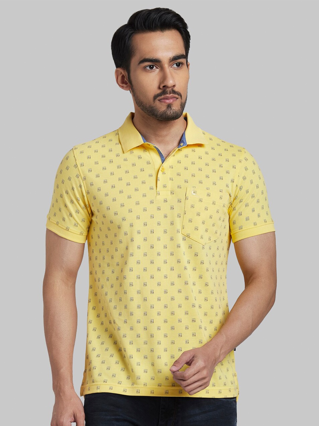

Parx Men Yellow Printed Polo Collar T-shirt
