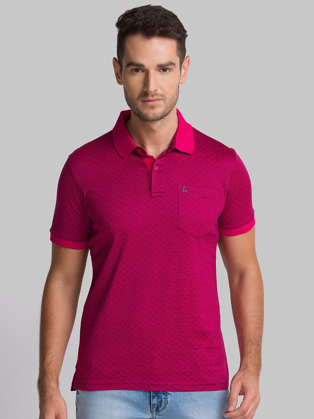 

Parx Men Red Polo Collar T-shirt