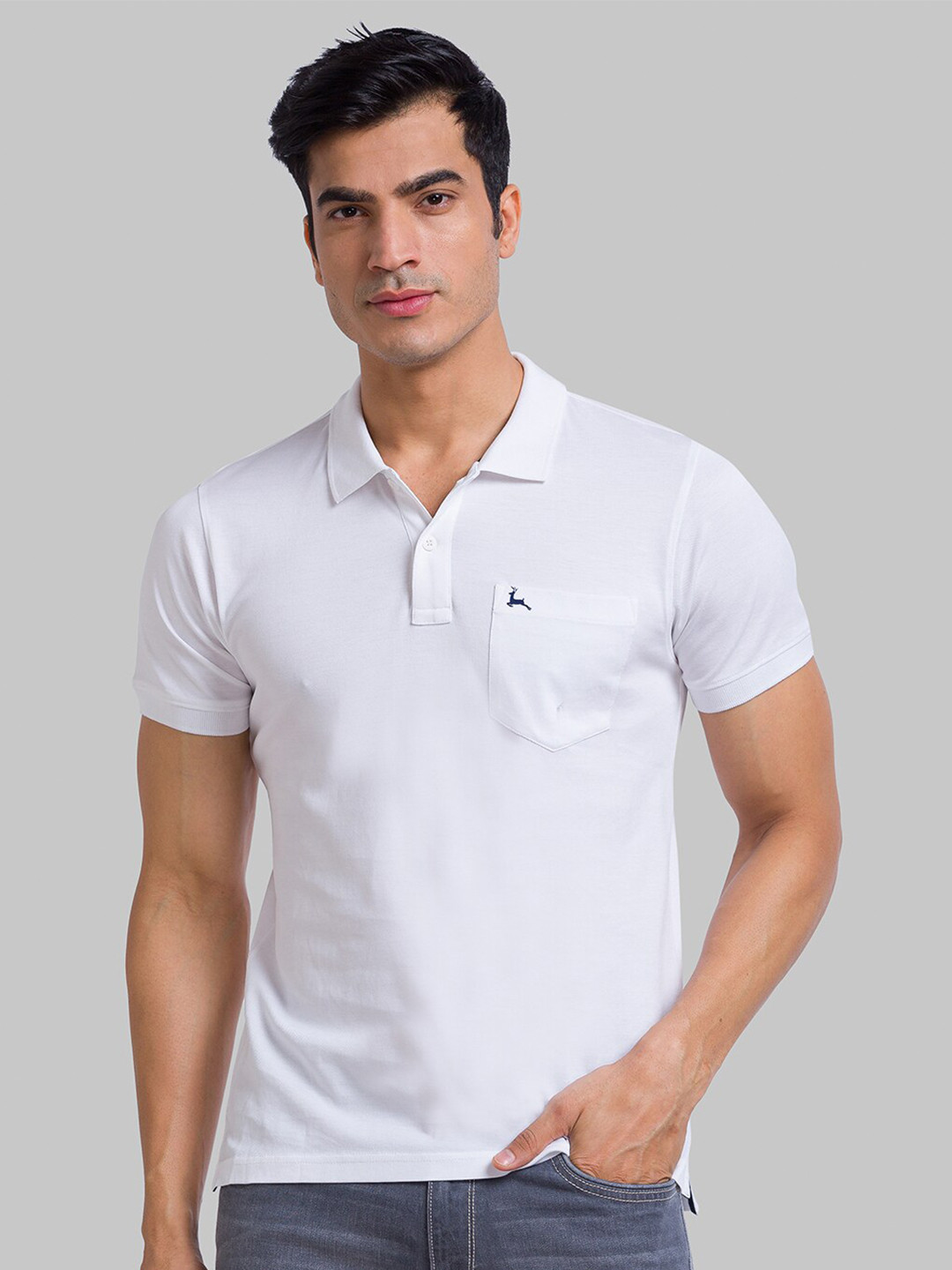

Parx Men White Solid Cotton Polo Collar T-shirt