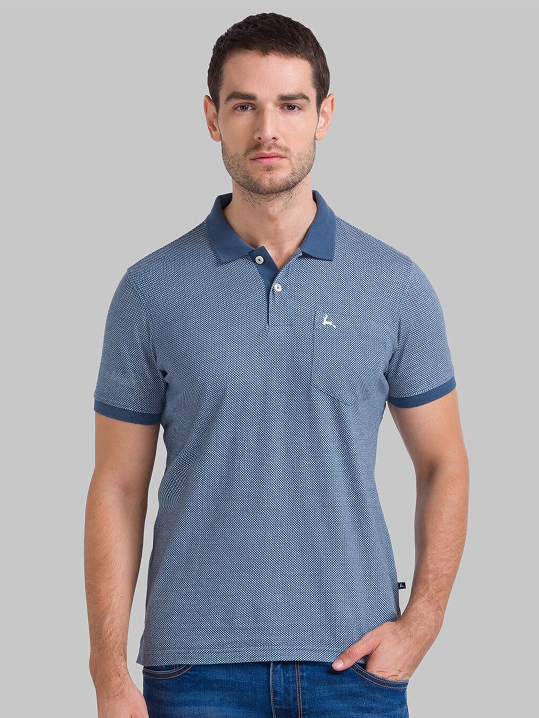 

Parx Men Blue Polo Collar T-shirt