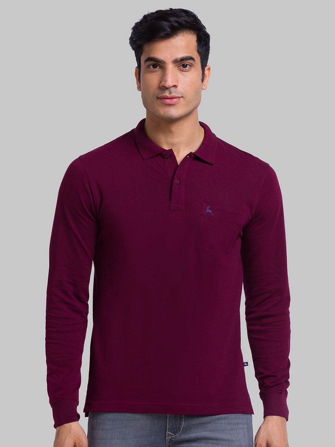 

Parx Men Dark Violet Polo Collar T-shirt