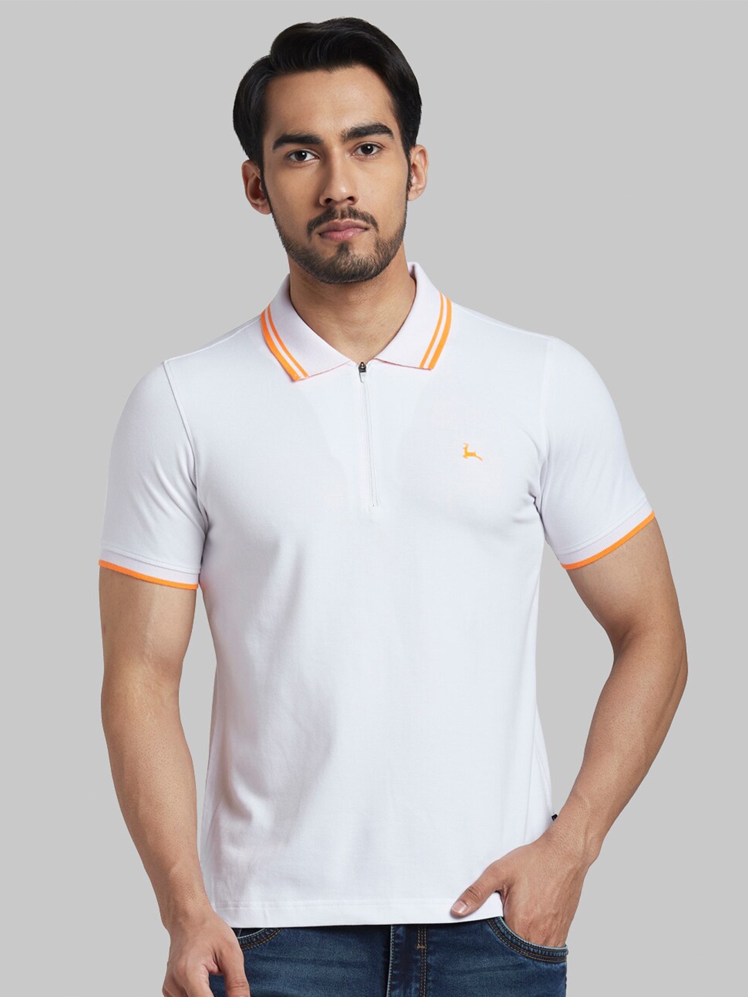 

Parx Men White Polo Collar T-shirt