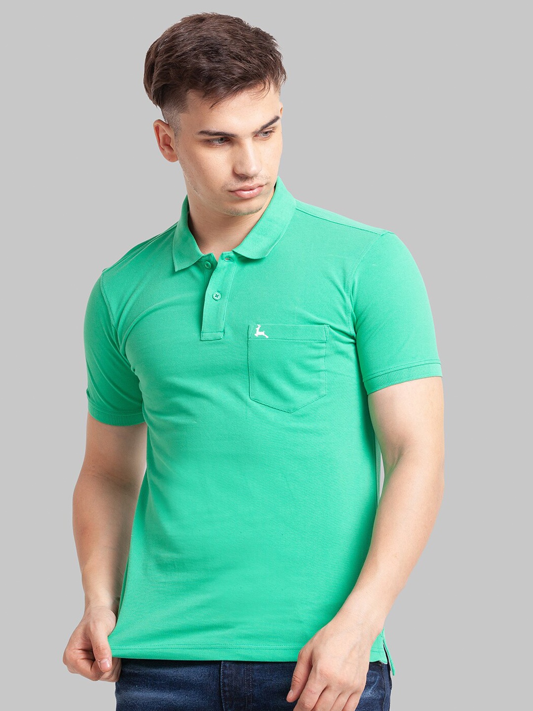 

Parx Men Green Polo Collar T-shirt