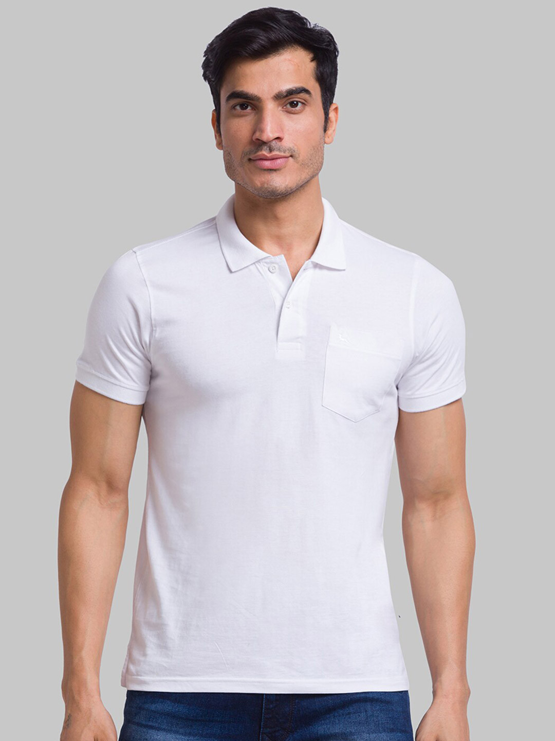 

Parx Men White Polo Collar T-shirt