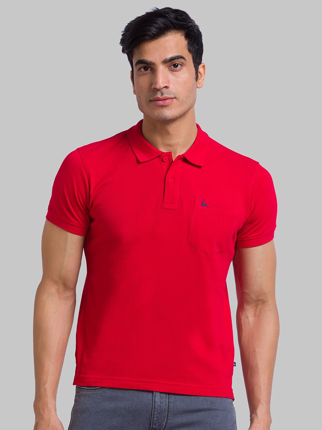 

Parx Men Red Polo Collar T-shirt