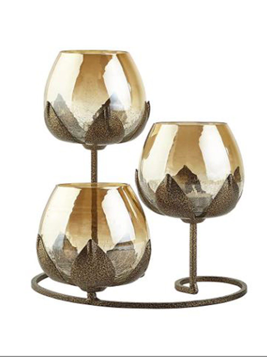 

AWAAS DECOR Set Of 3 Gold-Toned Solid Candle Holders