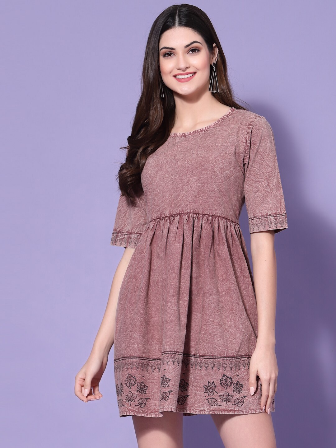 

KASSUALLY Women Pink Fit & Flare Cotton Dress