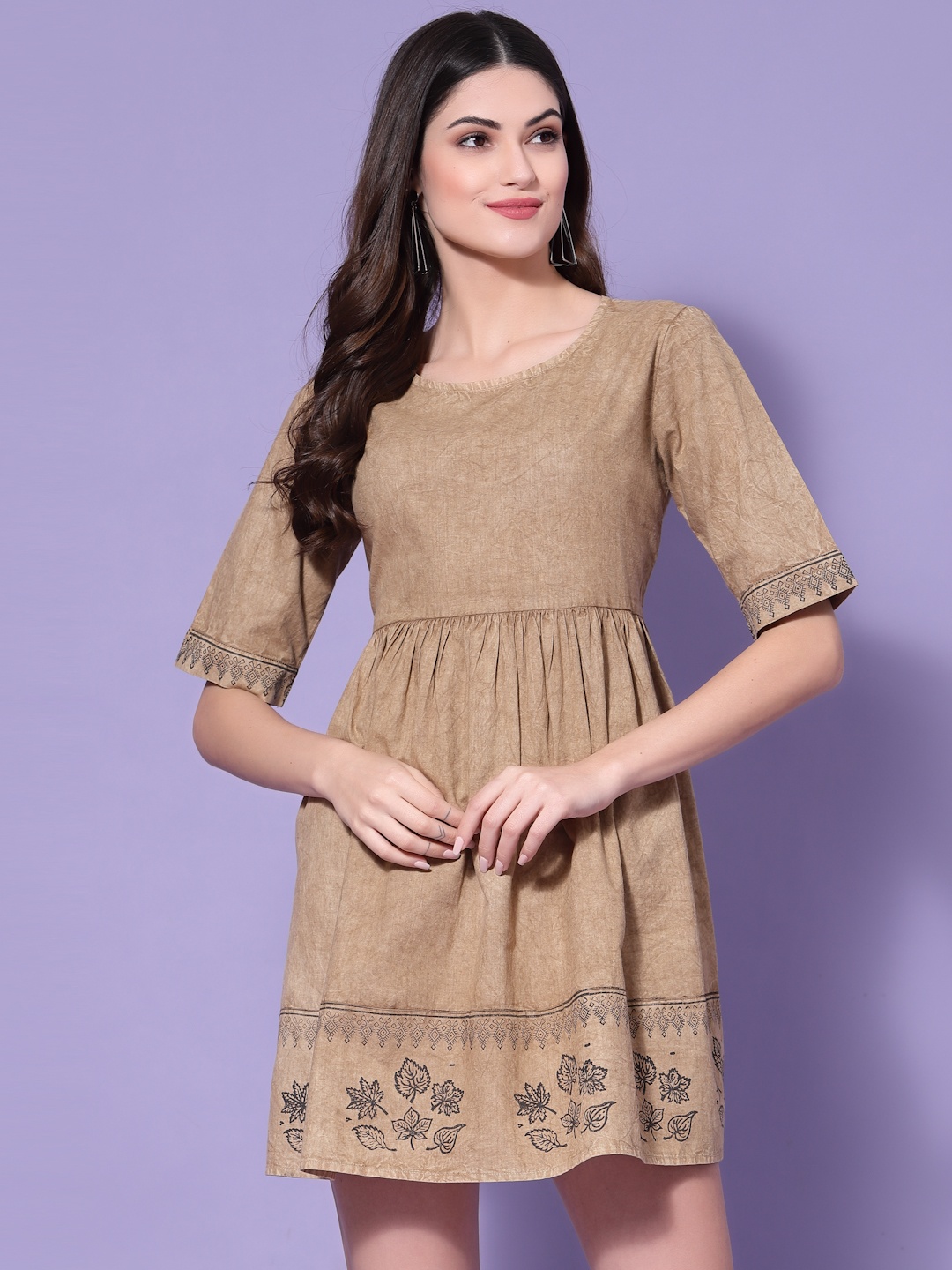 

KASSUALLY Beige Tie & Dye Empire Dress