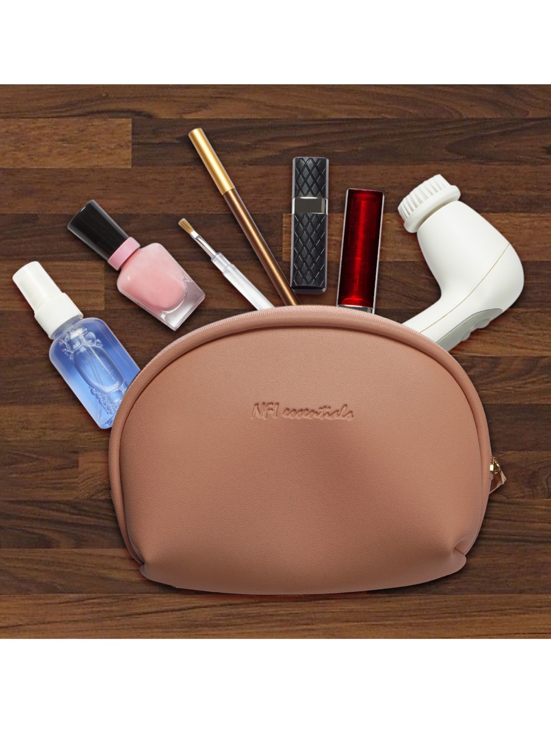 

NFI essentials Women Set Of 3 Solid Makeup Pouch, Pink