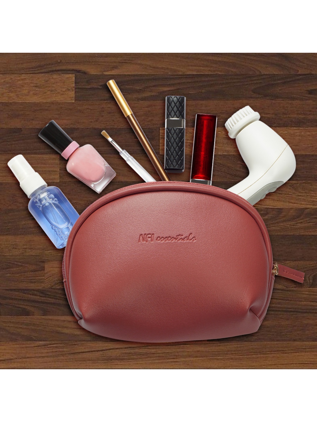 

NFI essentials Women Pack Of 2 Rust & Nude Solid Makeup Pouch