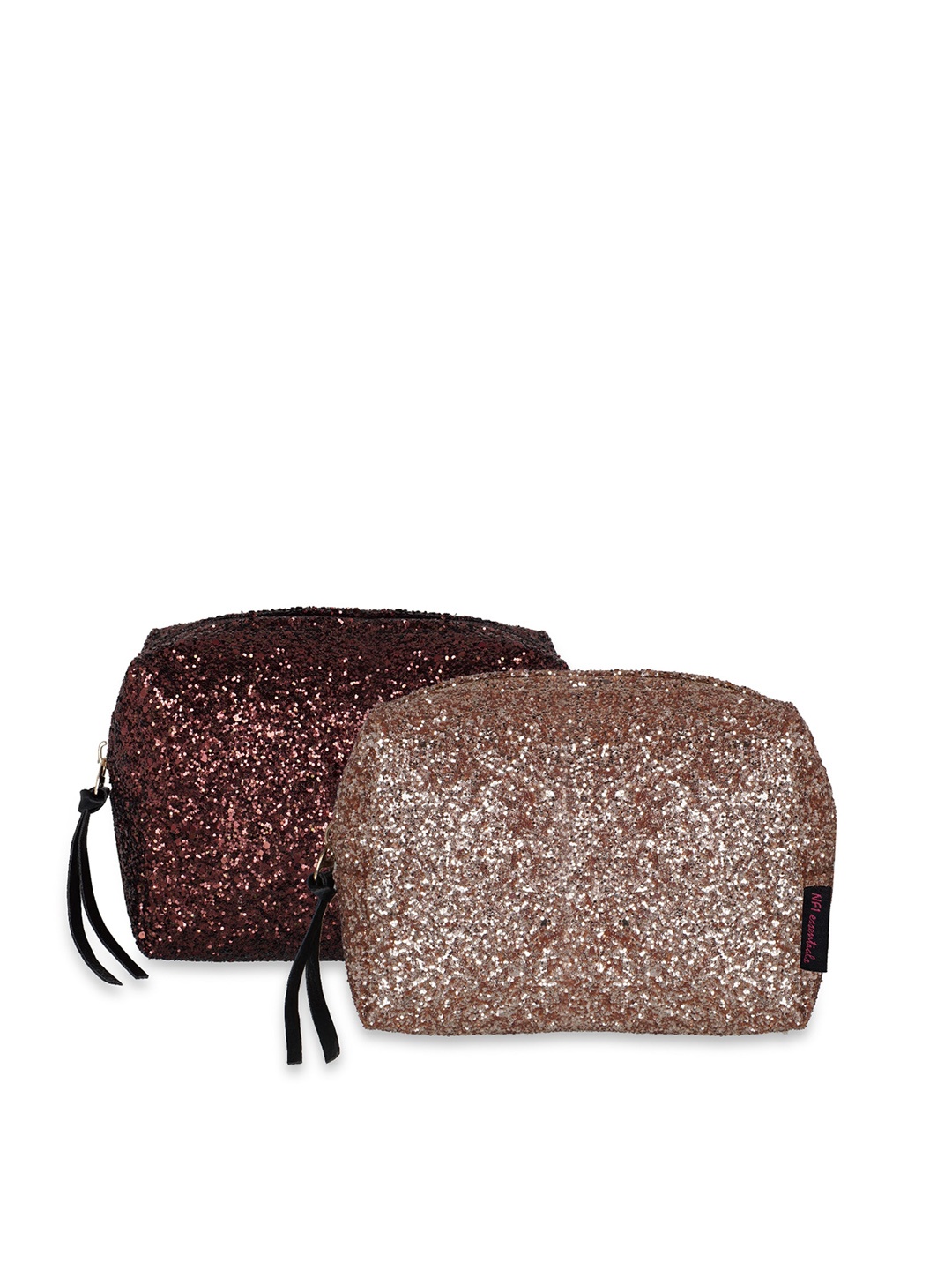 

NFI essentials Women Set of 2 Embellished Makeup Pouch, Brown