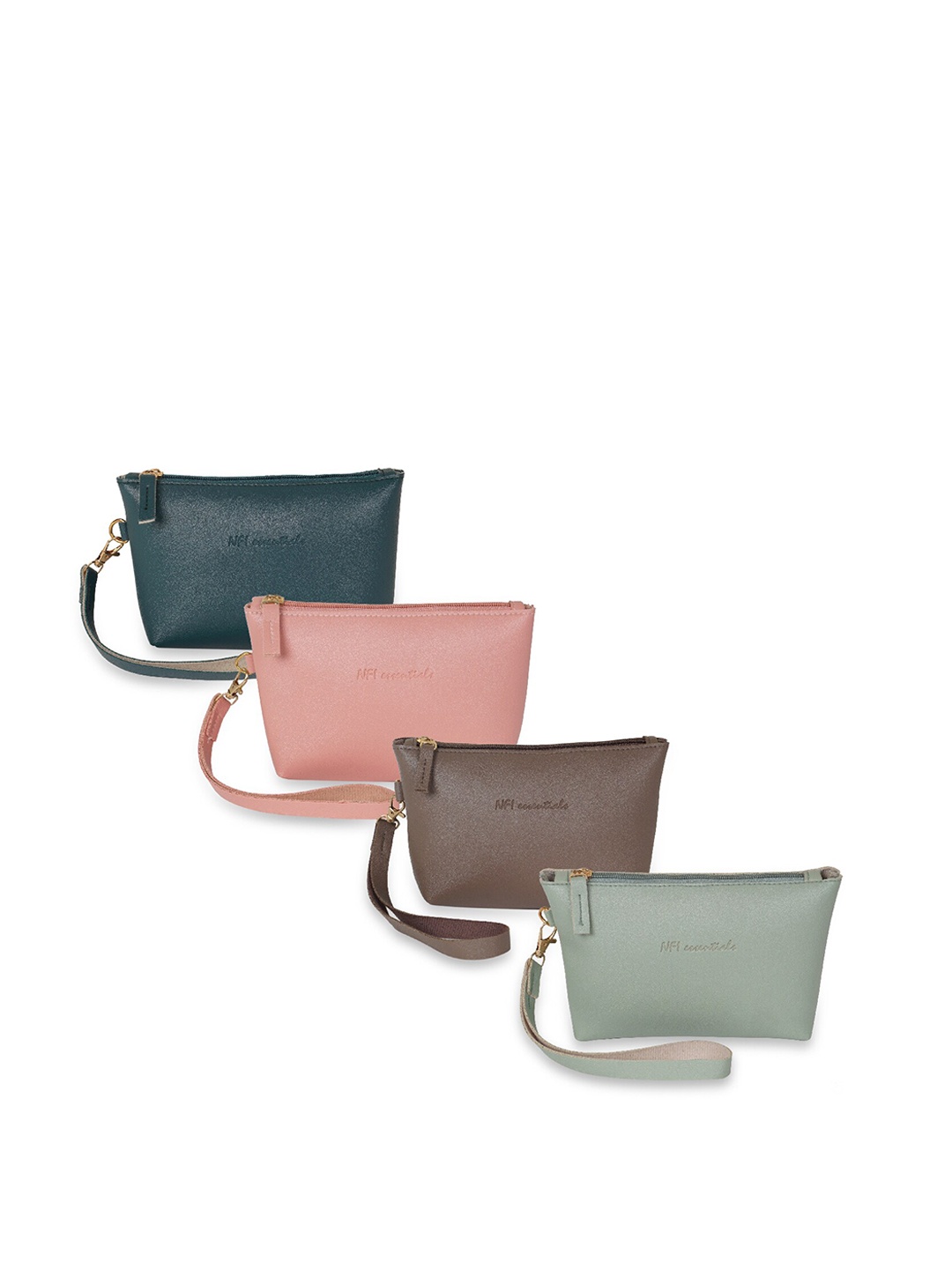 

NFI essentials Women Set Of 4 Solid Makeup Pouch, Green