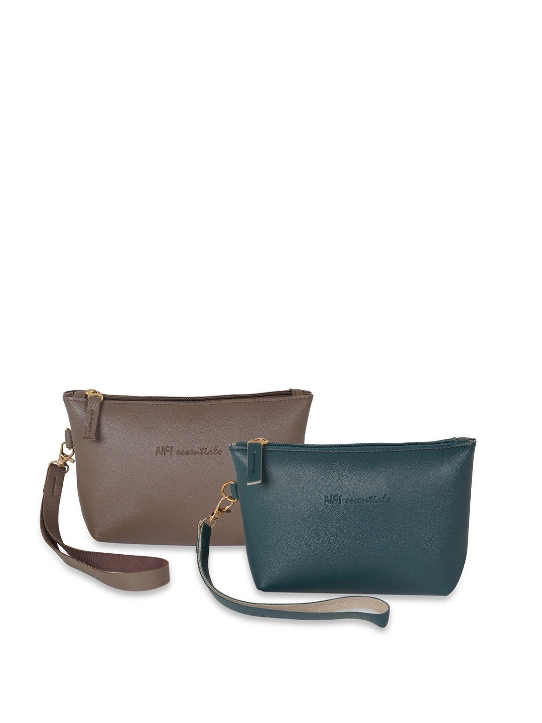 

NFI essentials Women Set Of 2 Solid Makeup Pouch, Brown