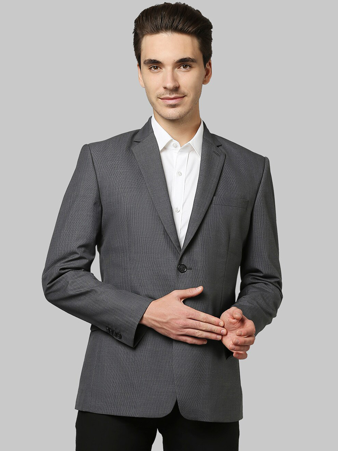 

Raymond Men Grey Self Design Single-Breasted Blazer