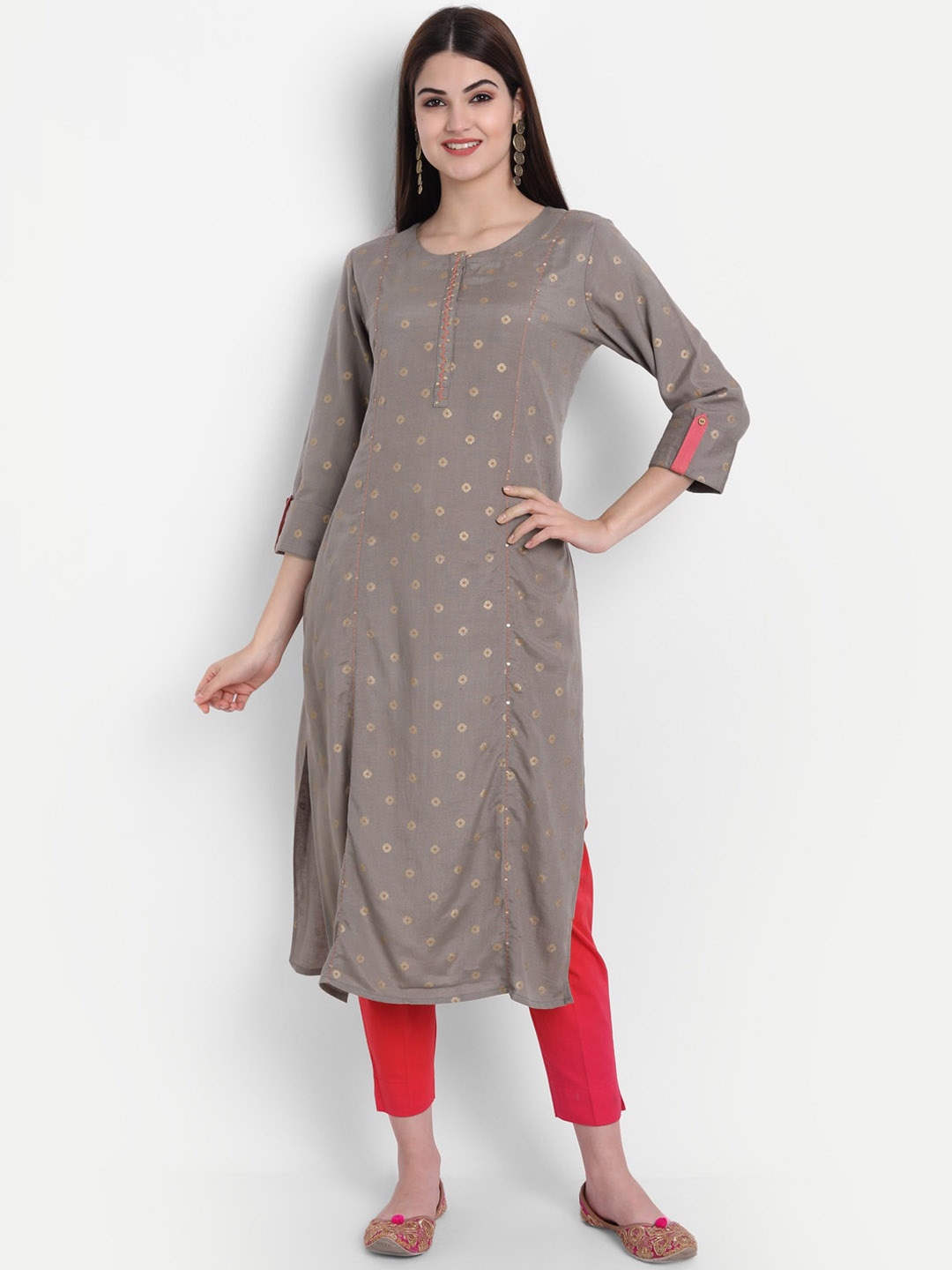 

SUTI Women Grey Geometric Kurta