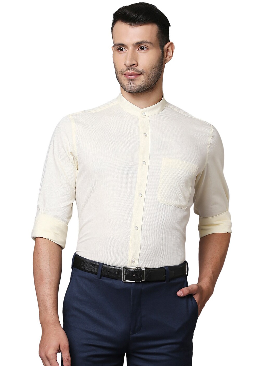 

Raymond Men Yellow Cotton Casual Shirt