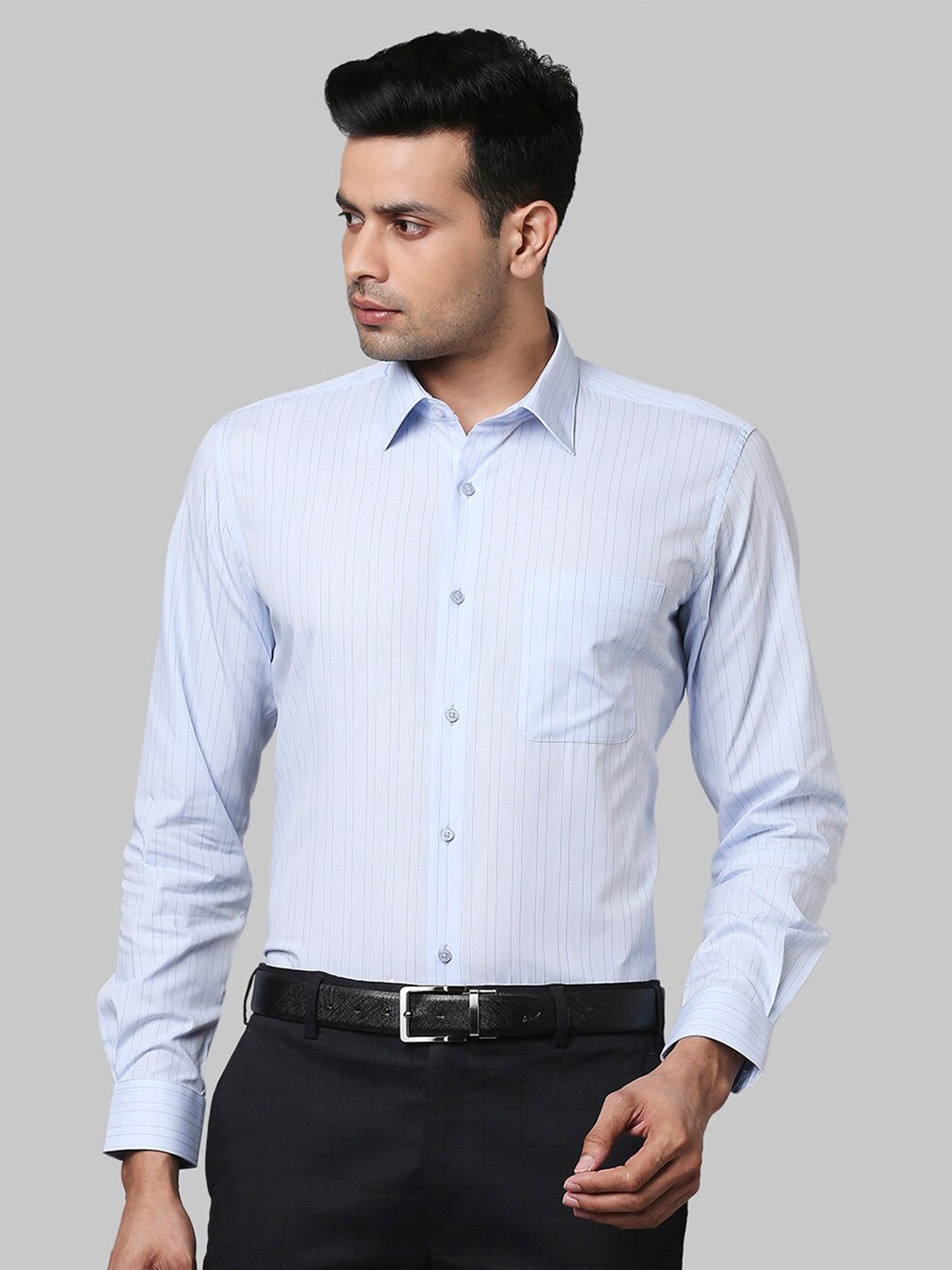 

Raymond Men Blue Striped Formal Shirt