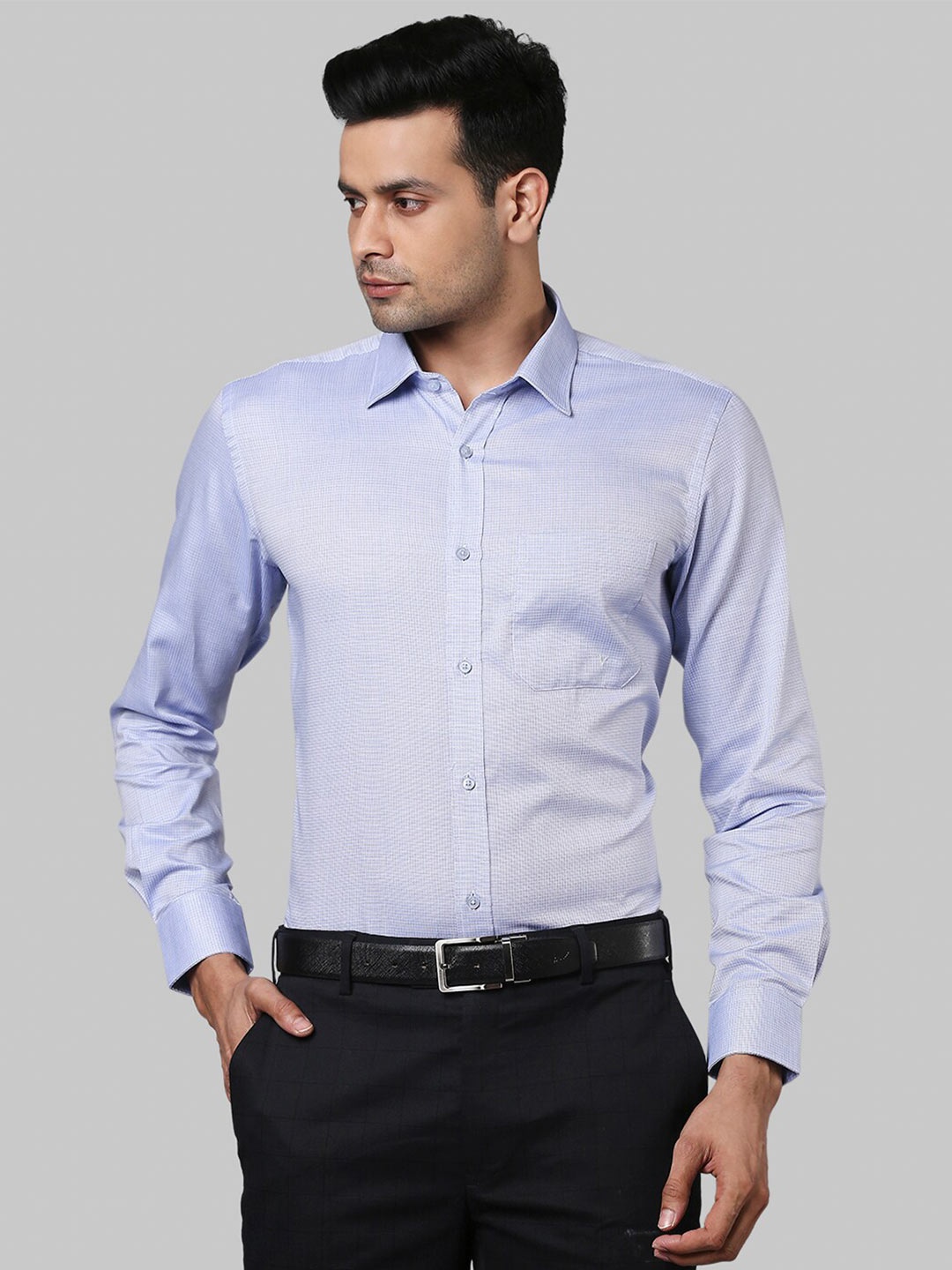 

Raymond Men Blue Micro Checked Casual Shirt