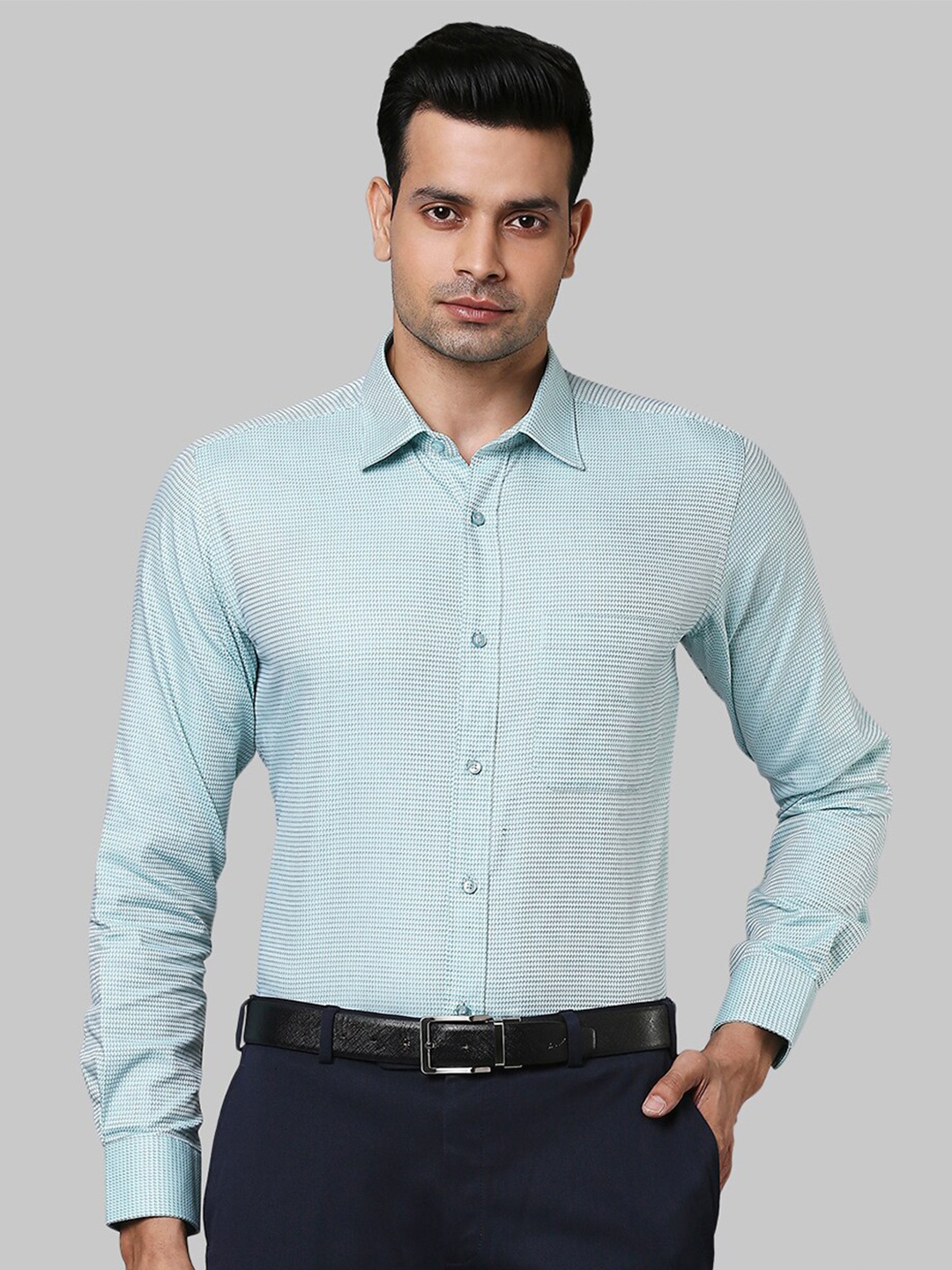 

Raymond Men Green Checked Formal Shirt