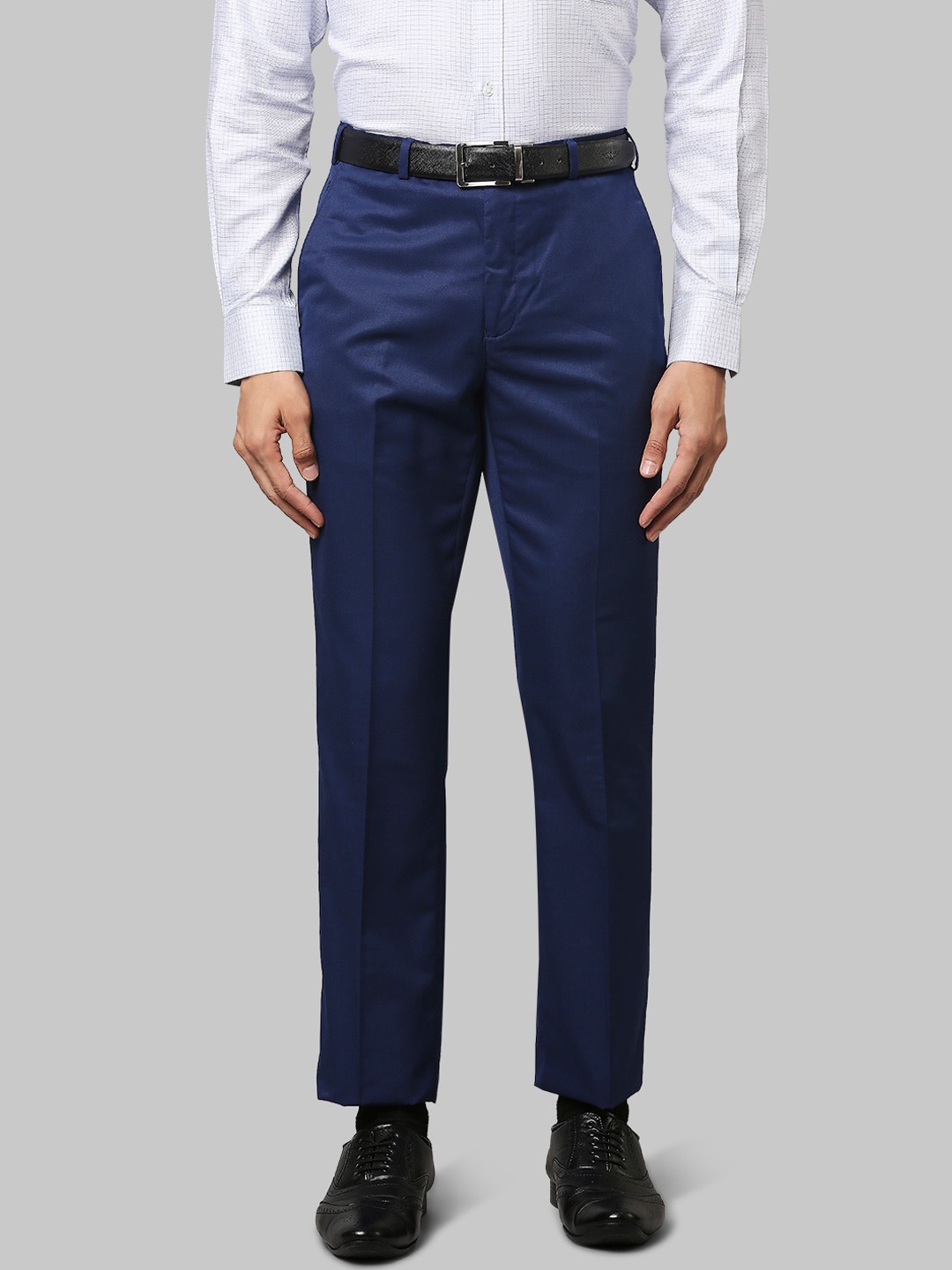 

Raymond Men Blue Solid Formal Trouser