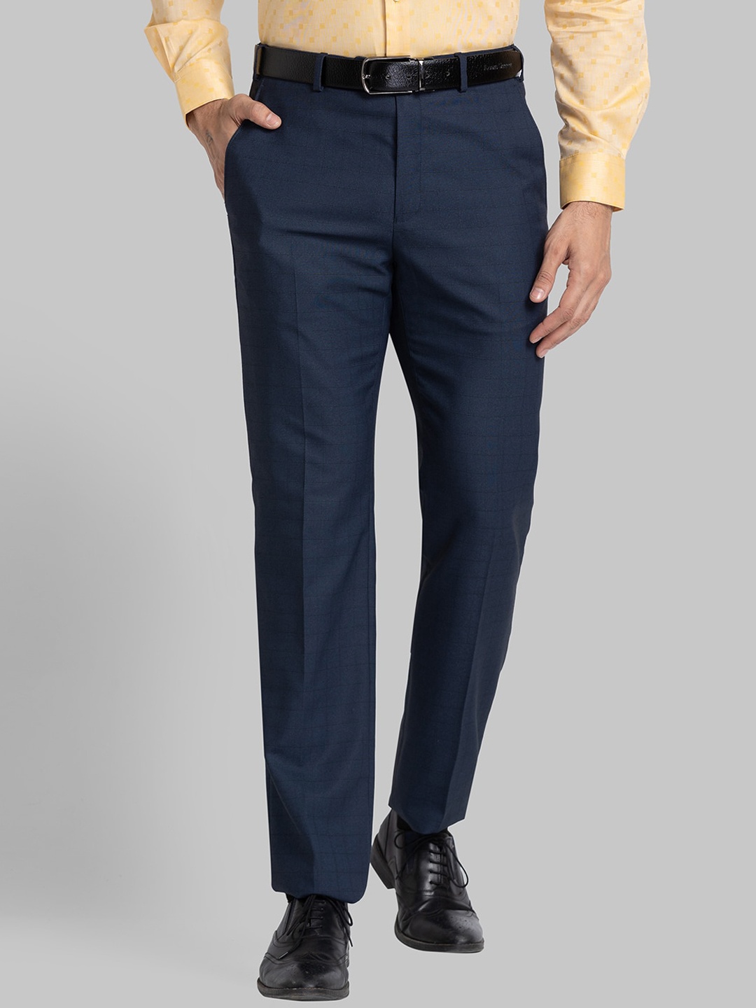 

Raymond Men Navy Blue Printed Trousers