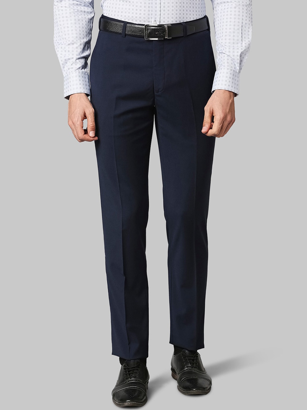 

Raymond Men Blue Solid Formal Trouser