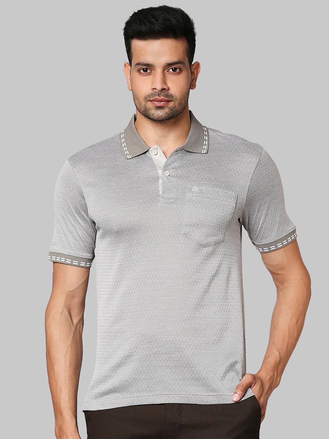 

Raymond Men Grey Polo Collar Slim Fit T-shirt
